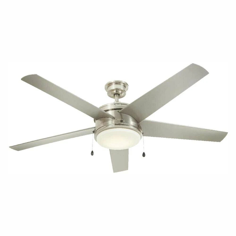 Home Decorators Portwood 60 in LED Indoor/Outdoor Brushed Nickel Ceiling Fan