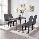Yaheetech Upholstered Parsons Dining Chairs Set of 6, Fabric Dining Room Chairs Side Chair with Nailhead Trim and Wood Legs for Living Room, Padded Chairs, Khaki(3 Package)